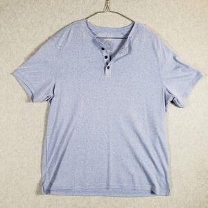 APT 9 Premier Flex Men's XL Blue Heathered Short Sleeve Henley Shirt